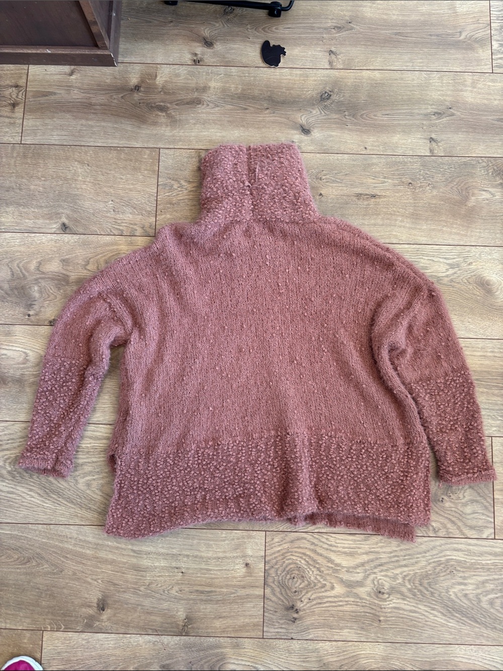 POL Clothing Oversized Boucle Knit Cowl Neck Sweater in Mauve / Dusty Rose - Picture 6 of 8